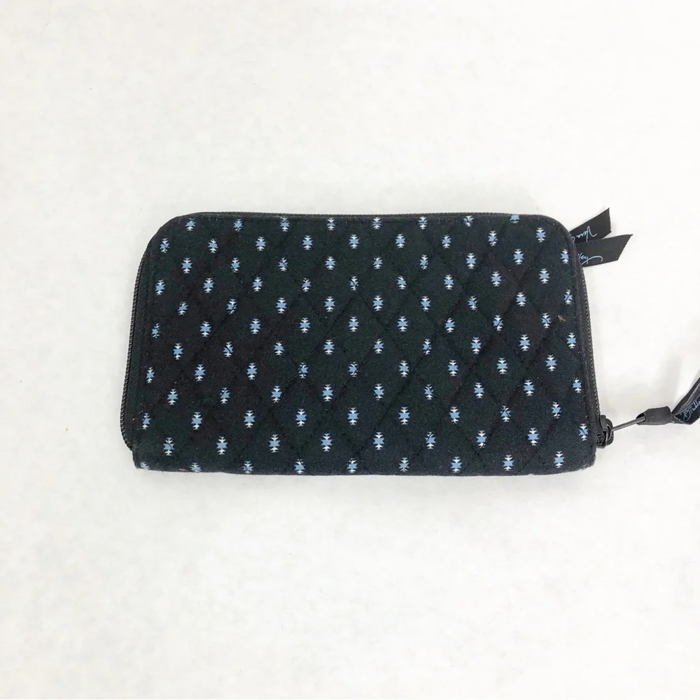 Vera Bradley Zippered Quilted Clutch Wallet, Navy Blue - Picture 2 of 3